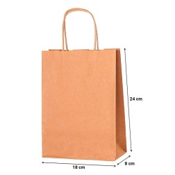 Bolsa de papel kraft de 18 x 8 x 24 cm