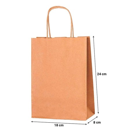 Bolsa de papel kraft de 18 x 8 x 24 cm