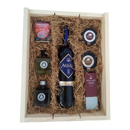 Caja madera grande con lote gourmet para empresa