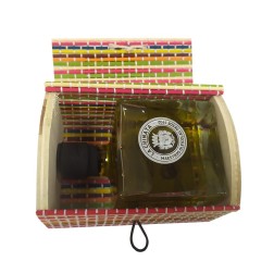 Botella cuadrada de AOVE con baúl de colores