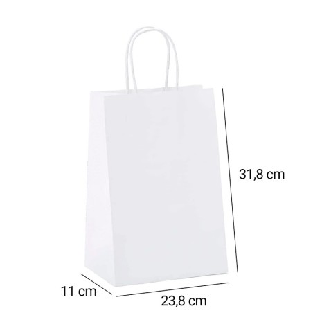 Bolsa blanca papel reciclado 23,8 cm x 31,8 cm x 11 cm 
