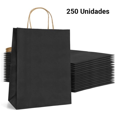 Caja 250 bolsas de papel negras 32 x 41 x 12 cm