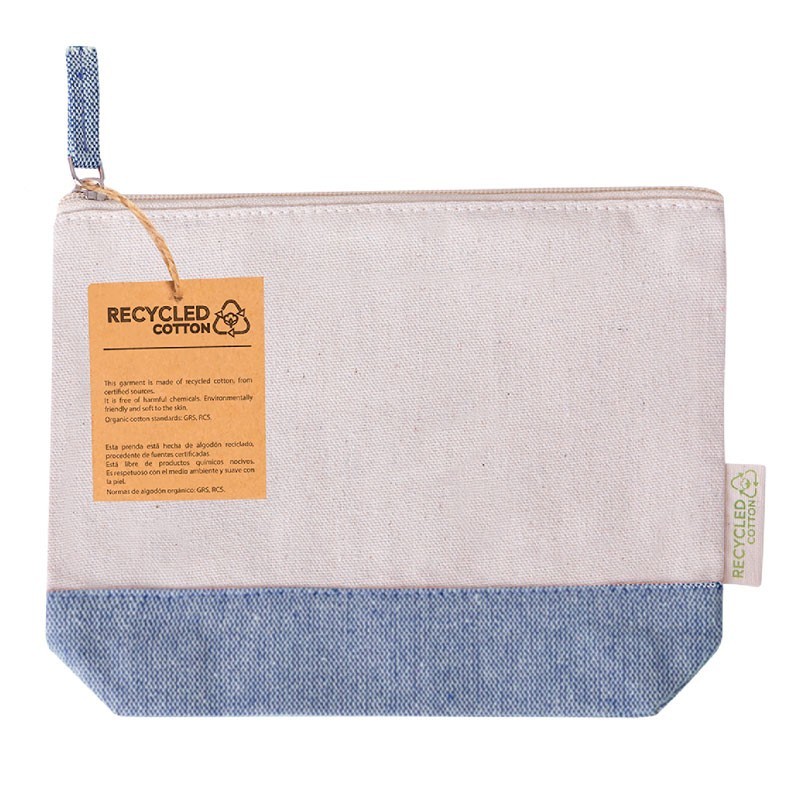Neceser de algodón reciclado beige y azul 180 gr Neceser de algodón reciclado beige y azul 180 gr