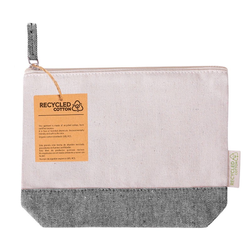 Neceser de algodón reciclado beige y negro 180 gr Neceser de algodón reciclado beige y negro 180 gr