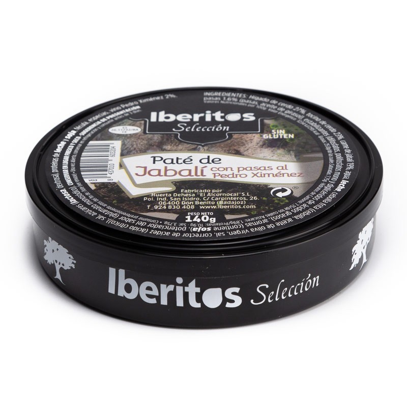 Paté de jabalí con pasas al Pedro Ximenez marca Iberitos Paté de jabalí con pasas al Pedro Ximenez marca Iberitos